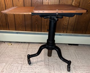 Vintage Cast Iron Wooden Table Top Typewriter Table On Wheels