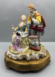 Vintage Capodimonte Handpainted Porcelain Victorian Style Music Box