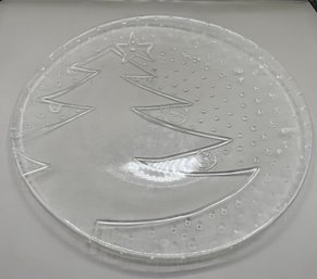 Glass Holiday Tree Pattern Serving Platter