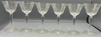 Etched Crystal Atomic Starburst Pattern Stemware Set - 6 Total