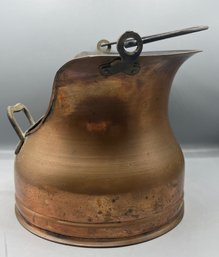 Ethan Allen Copper Coal Scuttle Bucket With Brass Handle - Made In Israel