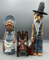 Specialty Molds Hand Painted Ceramic Figurine Set - 3 Pieces Total