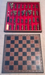 Leather Chess Board With Metal Chess Pieces