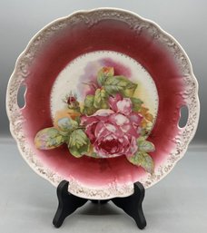 Floral Pattern Porcelain Platter With Handles