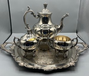 Vintage Silver Plated Tea Set - 4 Pieces Total