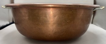 Vintage Copper Serving Bowl With Brass Handles