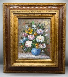 J. Garrah Signed Oil On Canvas Framed - Floral Bouquet