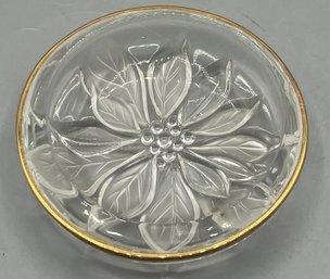 Etched Glass Trinket Bowl With Gold Rim