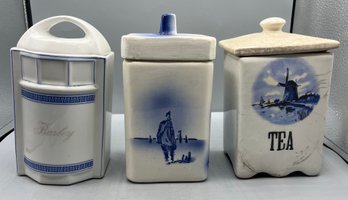 Vintage Porcelain Canisters - 3 Total