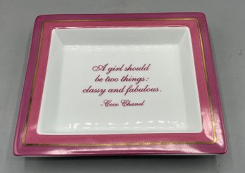 Twos Company Coco Chanel Quote Porcelain Trinket Tray