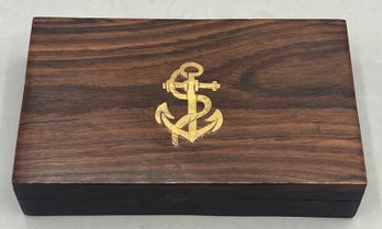 Wooden Brass Inlaid Trinket Box