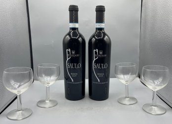 Branchini Rosetti Saulo Riserva 2009 Red Wine With Wine Glass Set - 2 Bottles Total
