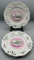 Vintage Porcelain Plate Set - 2 Total
