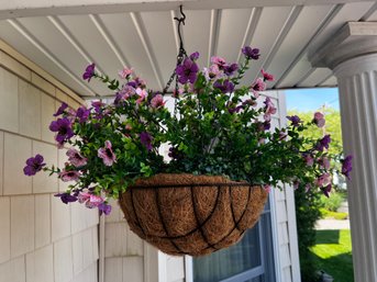 Hanging Planter With Faux Floral Arrangements
