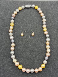 925 Pearl Necklace And Earring Set