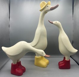 Decorative Wooden Duck Figurines - 3 Total