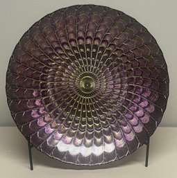 Decorative Swirl Style Glass Bowl With Metal Stand