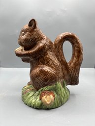 Vintage Ceramic Hand Painted Squirrel Shaped Pitcher