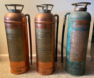 Vintage Kidde Copper Fire Extinguishers - 3 Total