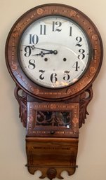 Wooden Inlay Wall Clock With Key