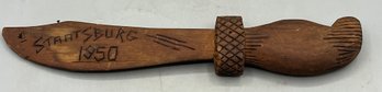 Hand Carved Wooden Knife - Staatsburg 1950