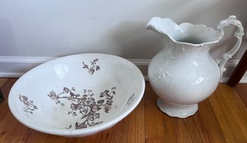 Victorian Style Wash Basin And Pitcher