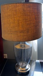 Glass Table Lamp With Burlap Shade