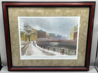 Artist Signed Watercolor Lithograph Framed - St. Petersburg 2001