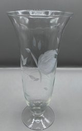 Etched Crystal Footed Vase
