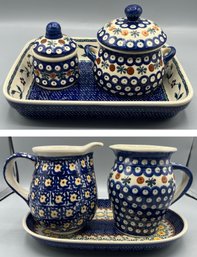 Boleslawiec Handmade Pottery Tableware Set - 6 Pieces Total