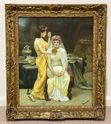 Artist Signed Oil On Canvas With Ornate Gold-tone Frame