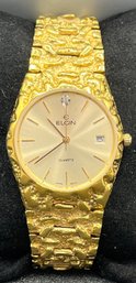 Elgin Diamond Dial Quartz Gold-tone Nugget Style Unisex Watch #FND02012