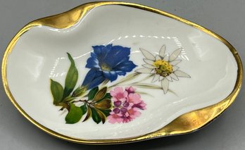 Ottinger Sevelen Gold Trim Porcelain Floral Pattern Ashtray - Made In Switzerland