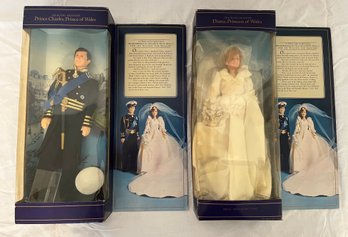 1982 Goldberger Doll Manufacturing Co. Prince Charles / Princess Diana Dolls - 2 Total