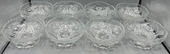 Cut Glass Footed Sherbet Bowls - 8 Total