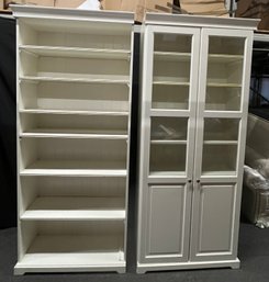 Wooden 7-shelf Bookcase And Cabinet  - 2 Total