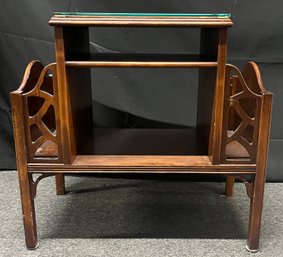 Wooden Magazine Table With Glass-Top