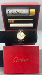 Cartier Paris Vermeil Must 925 18K Plated Swiss Made Ladies Quartz Watch #590004 - Cleaning Box Included