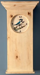Decorative Wooden Battery Operated Blue Jay Pattern Wall Clock