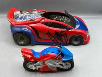 2007 Hasbro Spiderman Car & Motorcycle Toy Set - 2 Total