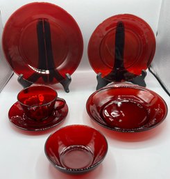 Anchor Hocking Royal Ruby Red Tableware Set - 61 Pieces Total