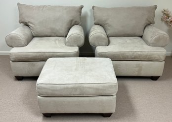 Design House Cushioned Arm Chairs & Ottoman - 3 Piece Set