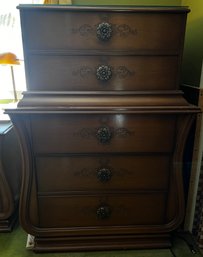 5 Drawer Wood Dresser With Floral Hardware