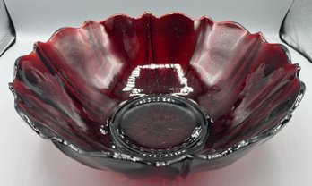 Anchor Hocking Royal Ruby Red Oyster And Pearl Glass Bowl