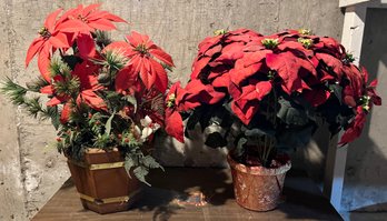 Faux Poinsettia Plants - 2 Total