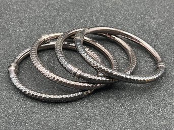 925 Silver Magnetic Clasp Bangle Set - 4 Total - 1.61 OZT Total