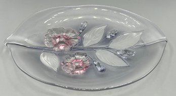Frosted Glass Floral Pattern Serving Tray