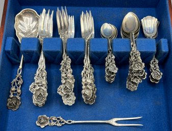 835 Silver Floral Pattern Cutlery Set - 40 Pieces Total - About 18.77 OZT Total