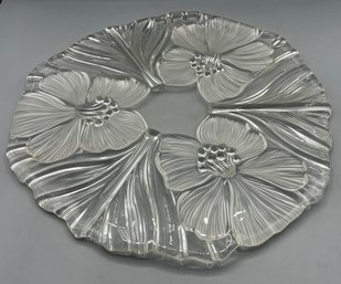 Frosted Crystal Floral Pattern Serving Platter