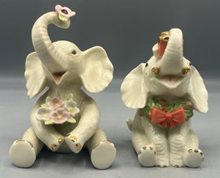 Lenox Ivory China Elephant Figurines - 2 Total